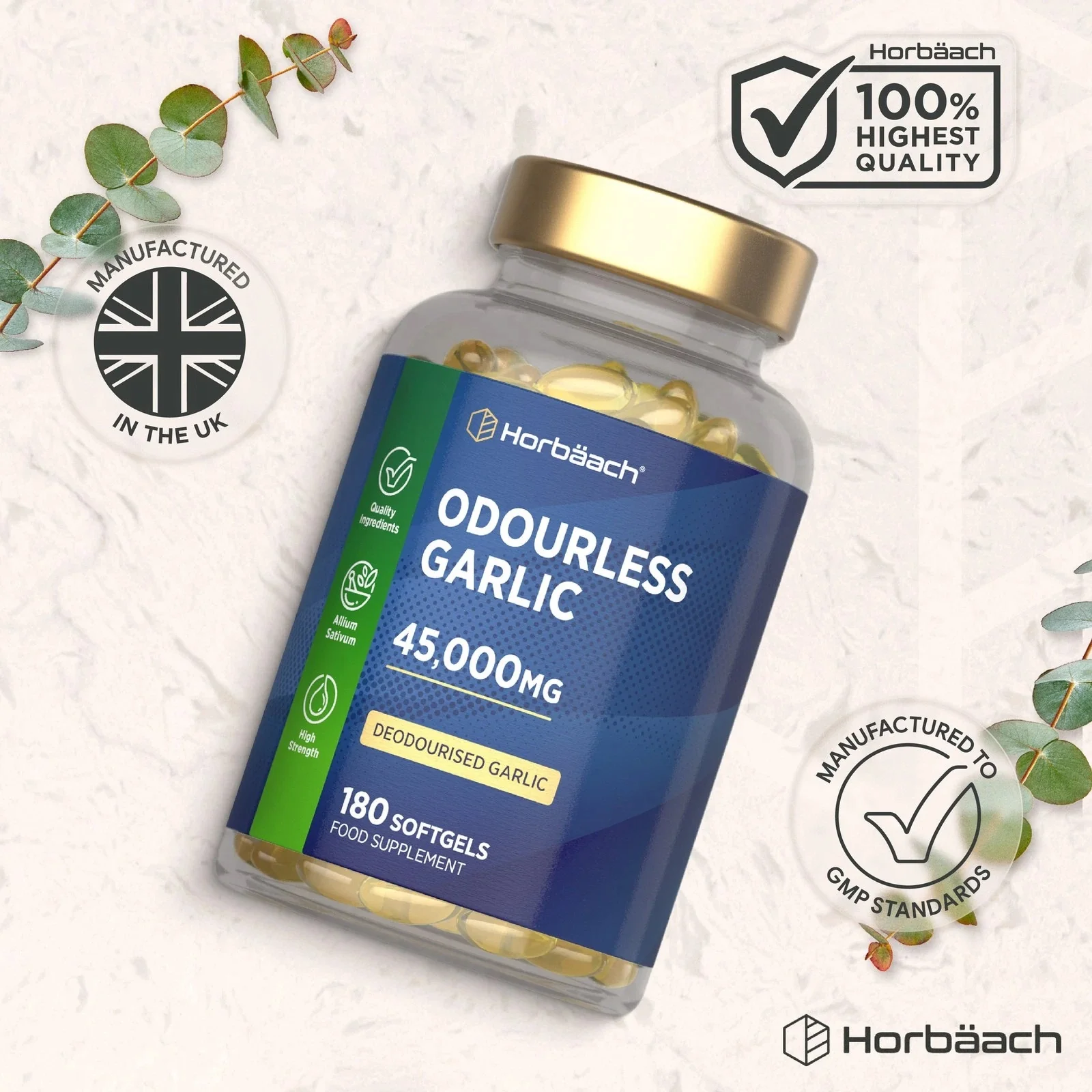 Odourless Garlic 45,000 mg | 180 Softgels - Image 6