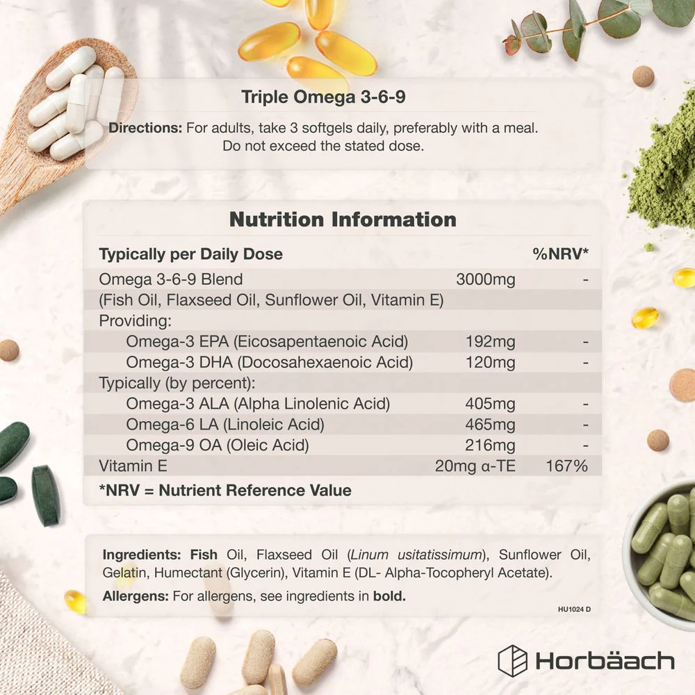 Omega 3-6-9 3000 mg with EPA, DHA & ALA | 120 Softgels - Image 3