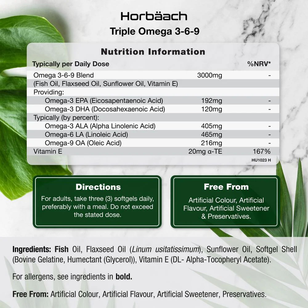 Omega 3-6-9 3000 mg with EPA, DHA & ALA | 240 Softgels - Image 3