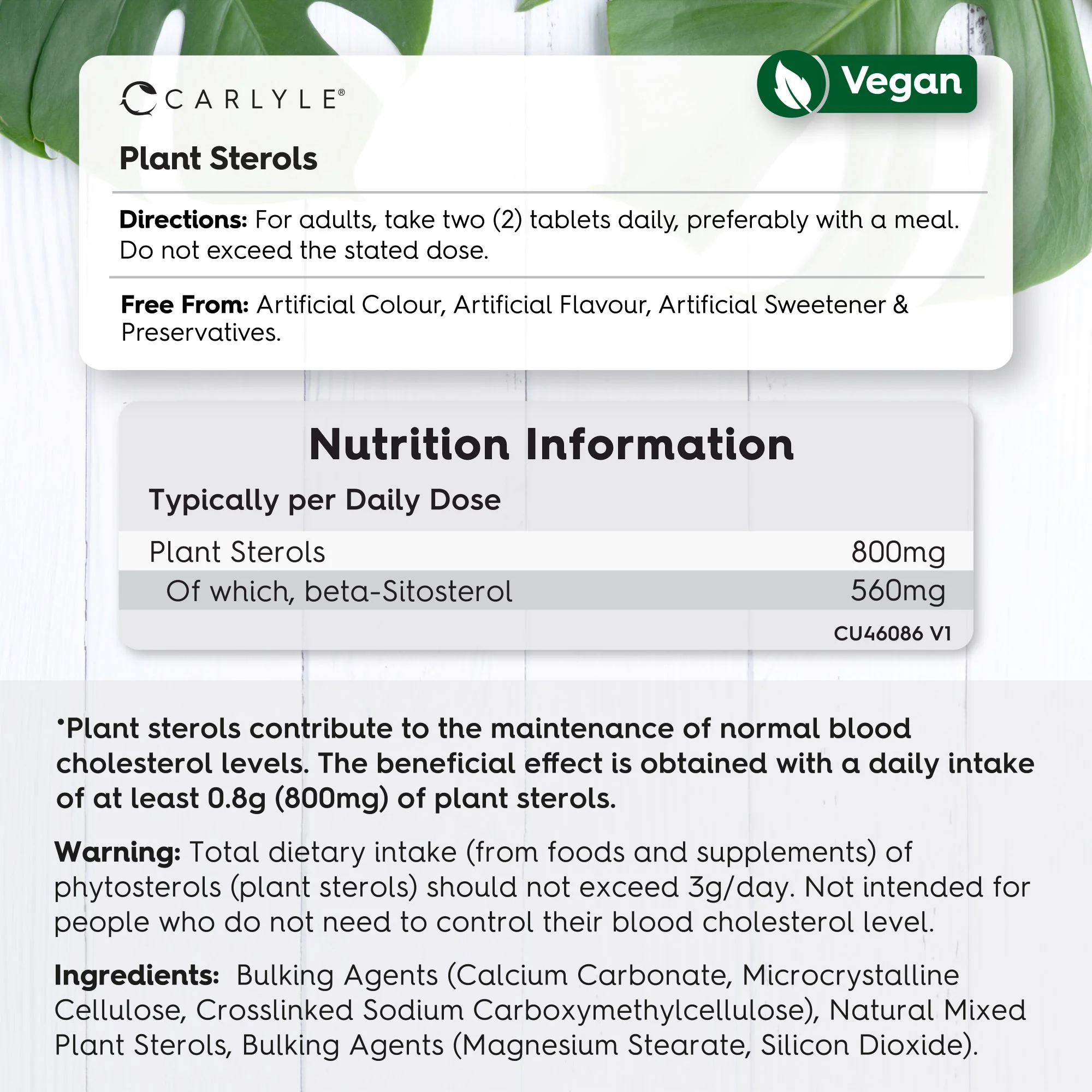 Plant Sterols 800 mg | 90 Tablets - Image 3