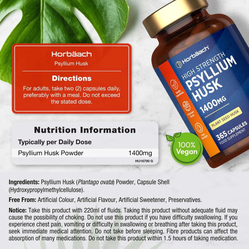 Psyllium Husk 1400 mg | 365 Capsules - Image 3