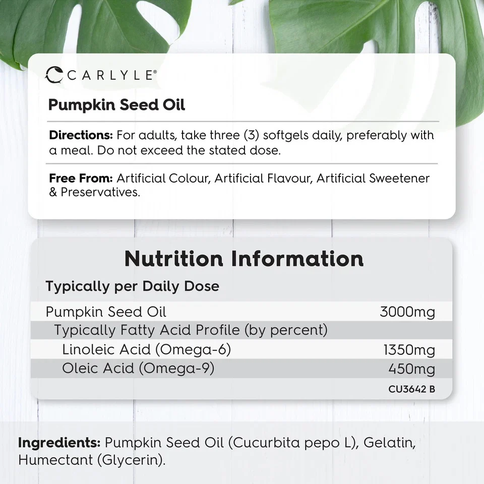 Pumpkin Seed Oil 3000 mg | 90 Softgels - Image 3