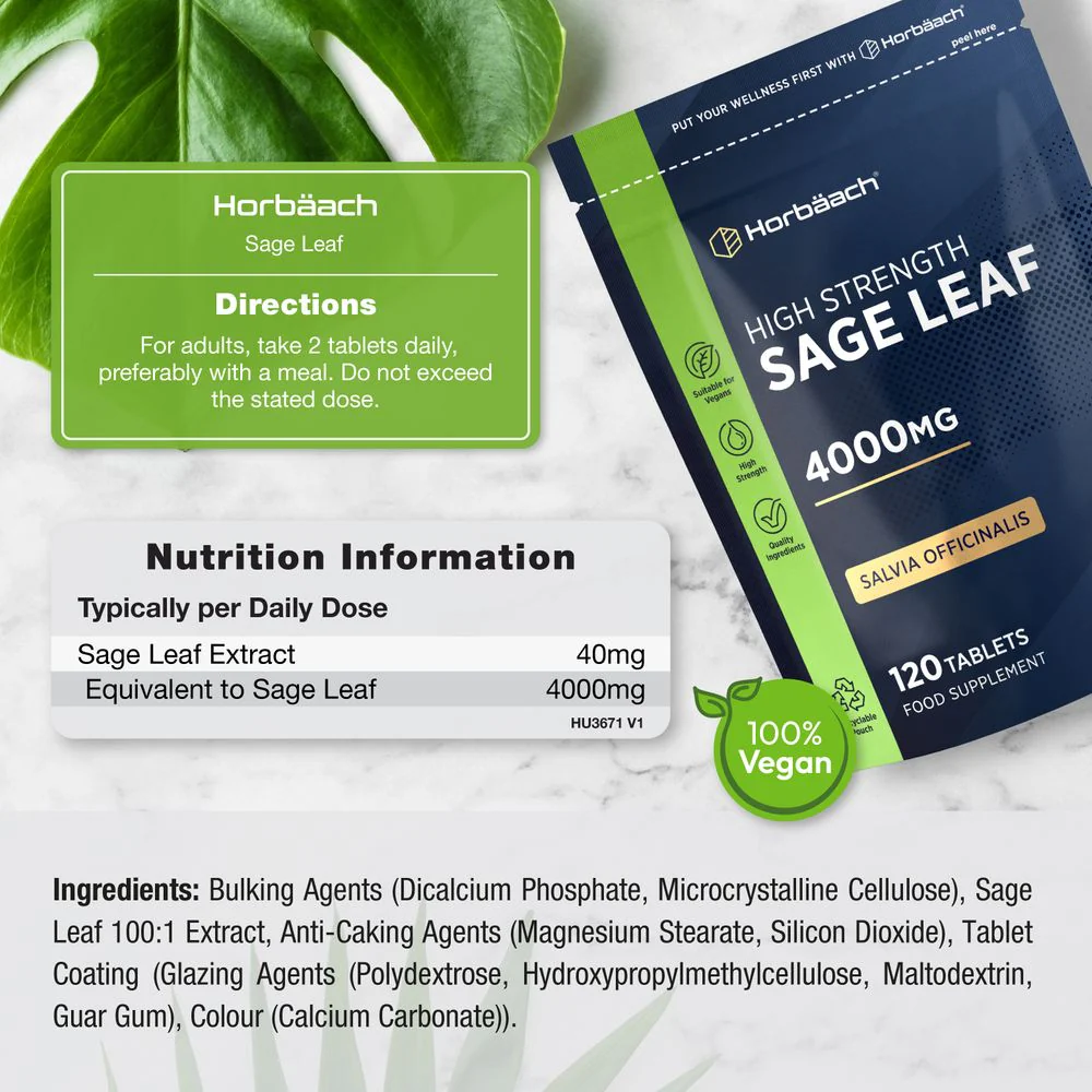 Sage Leaf 4000 mg | 120 Tablets - Image 3