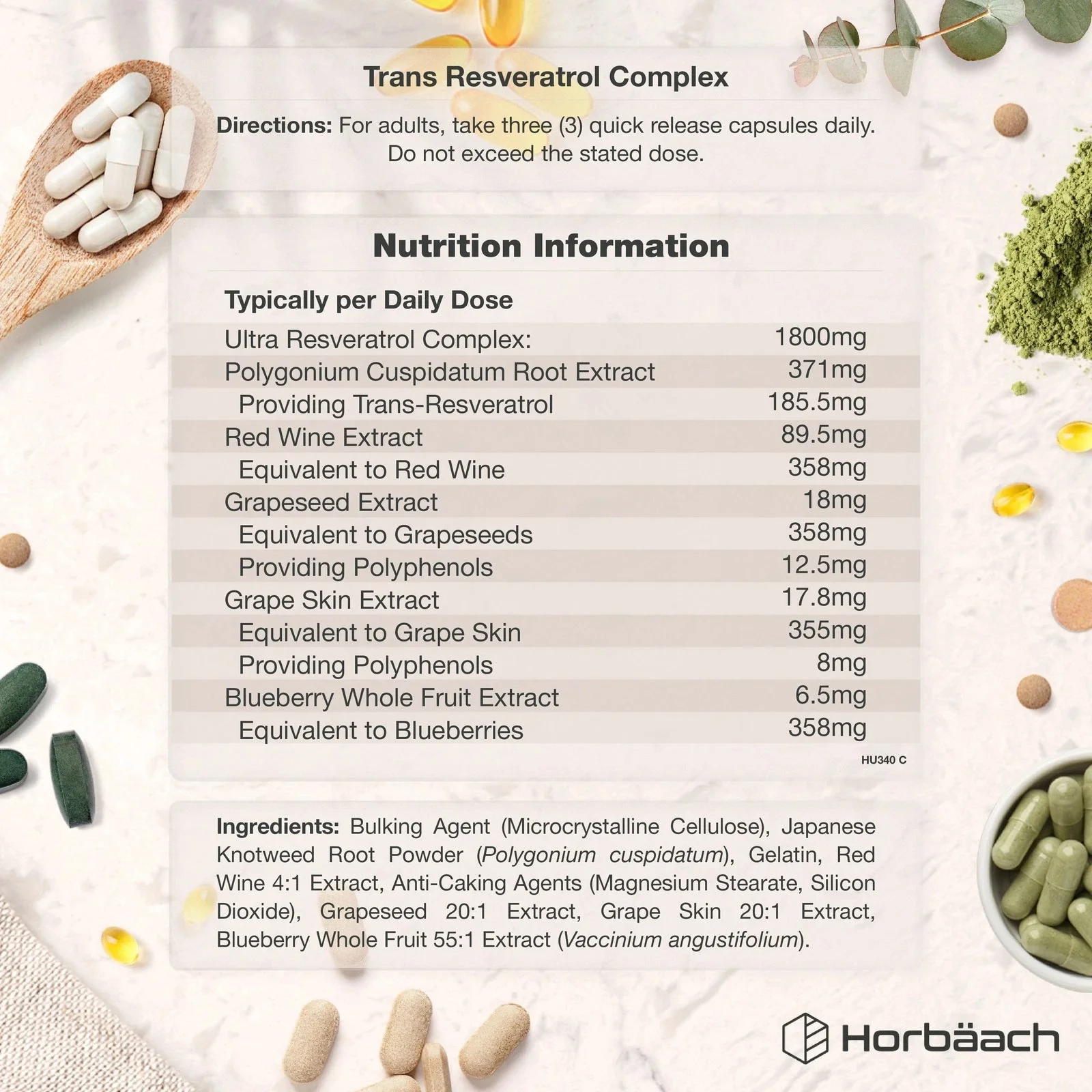 Trans Resveratrol Complex 1800 mg | 180 Capsules - Image 3