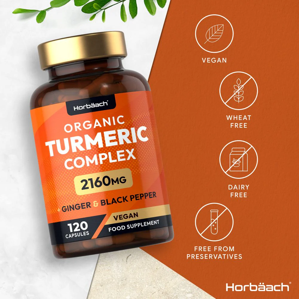 Turmeric Complex with Ginger, Black Pepper 2160 mg | Organic | 120 Capsules - Image 4