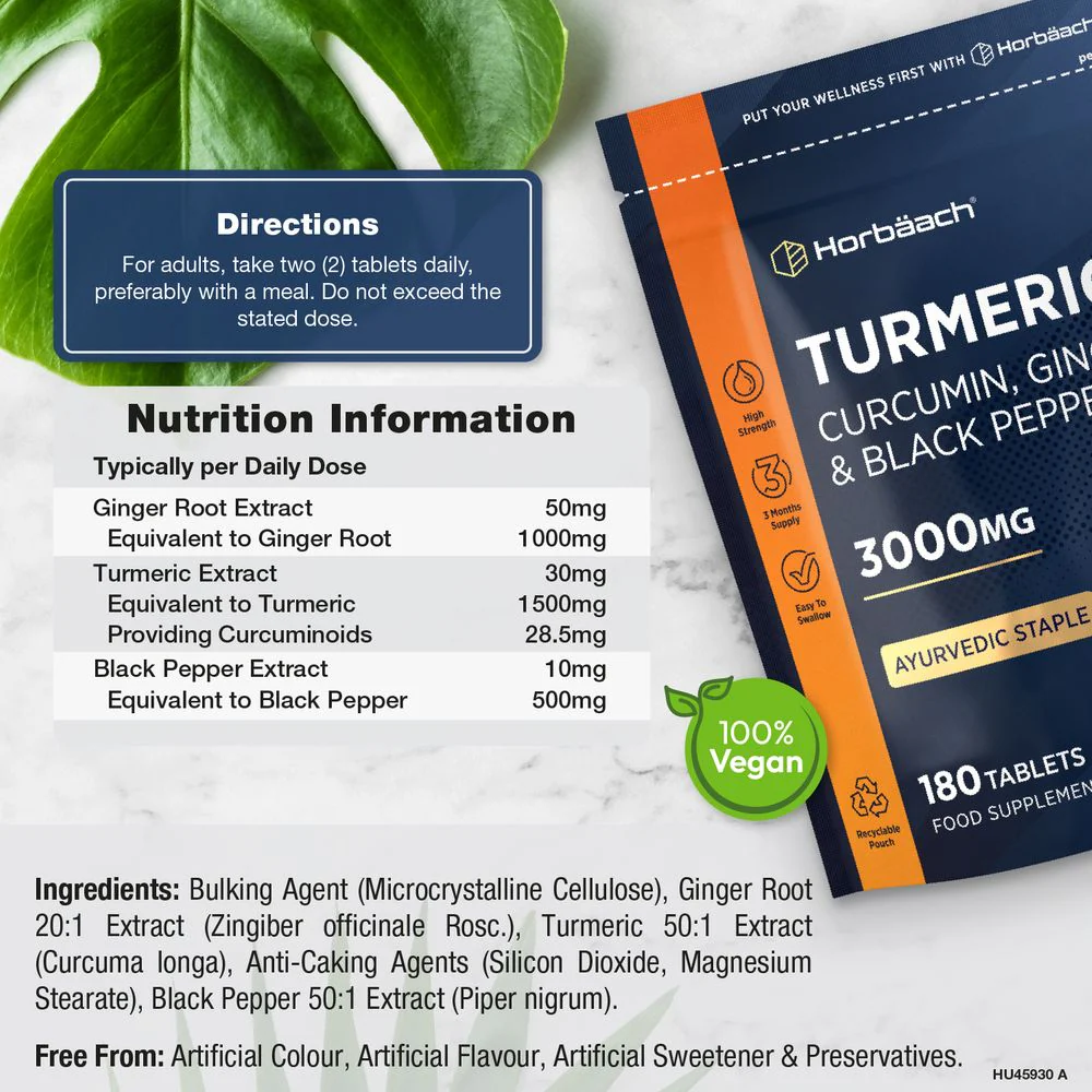 Turmeric Complex with Ginger, Black Pepper 3000 mg | 180 Tablets - Image 3