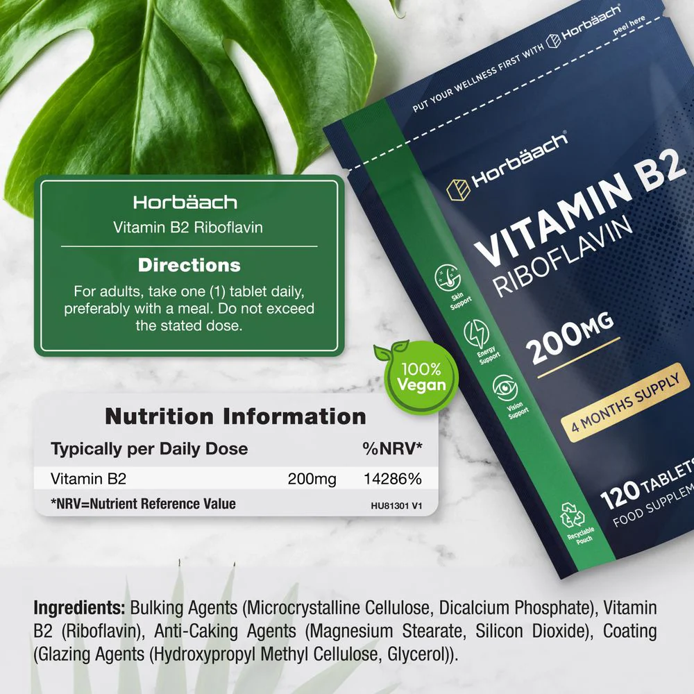 Vitamin B2 Riboflavin 200 mg | 120 Tablets - Image 3