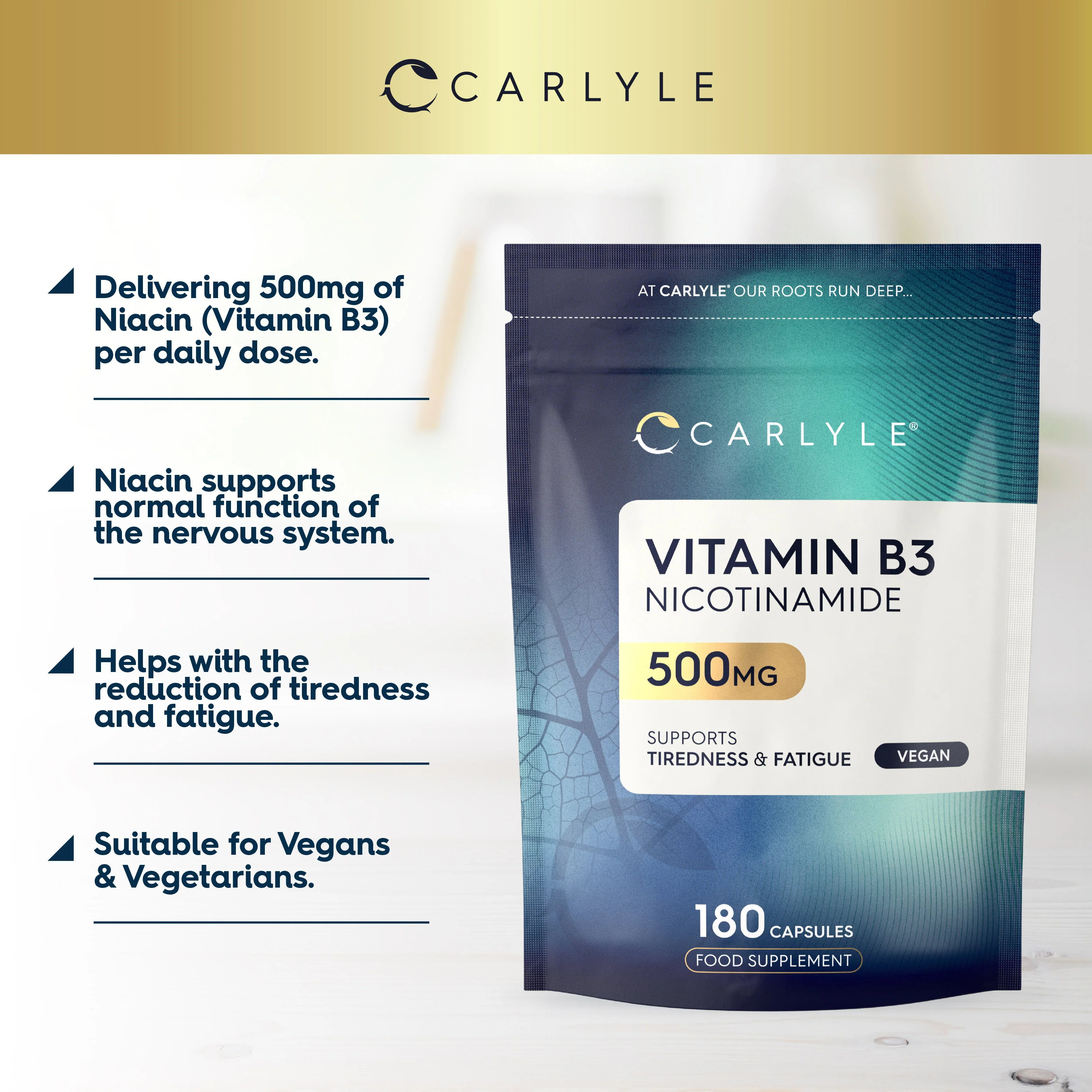 Vitamin B3 Niacin 500 mg | 180 Capsules - Image 2