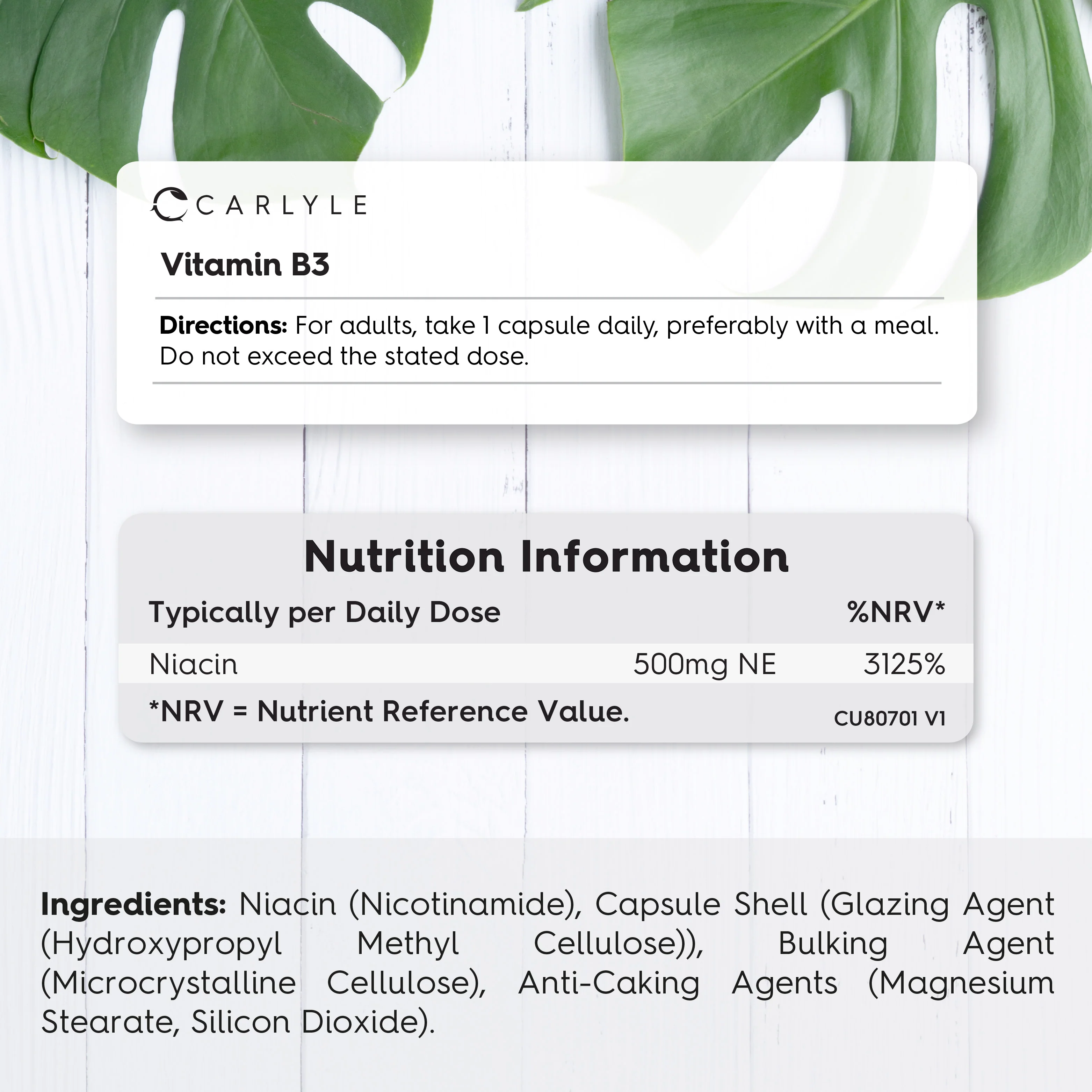 Vitamin B3 Niacin 500 mg | 180 Capsules - Image 3