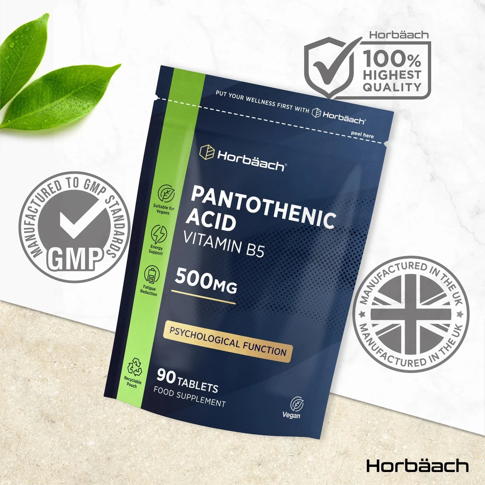 Vitamin B5 Pantothenic Acid 500 mg | 90 Tablets - Image 4