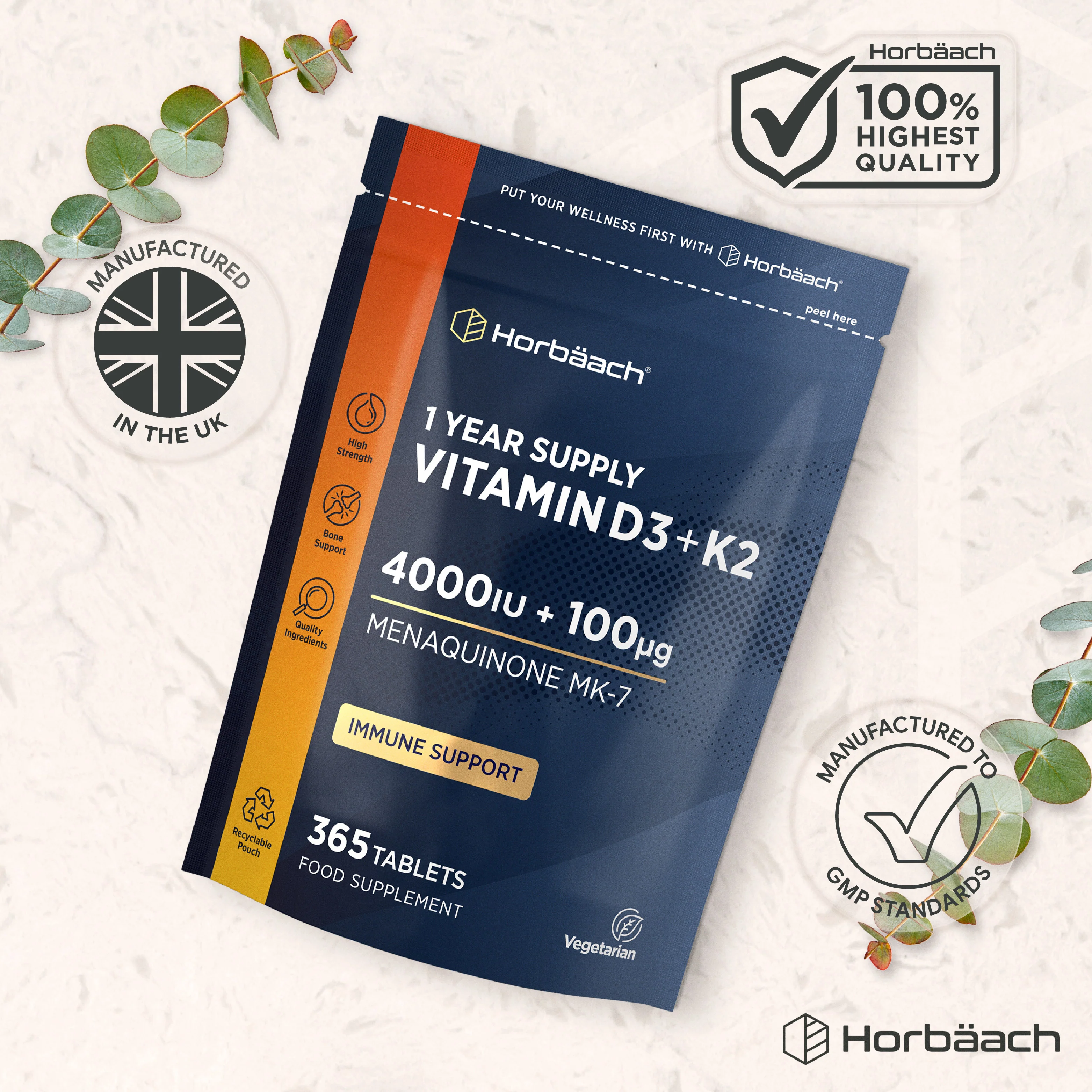 Vitamin D3 4000 IU & K2 MK7 100 µg | 365 Tablets - Image 5
