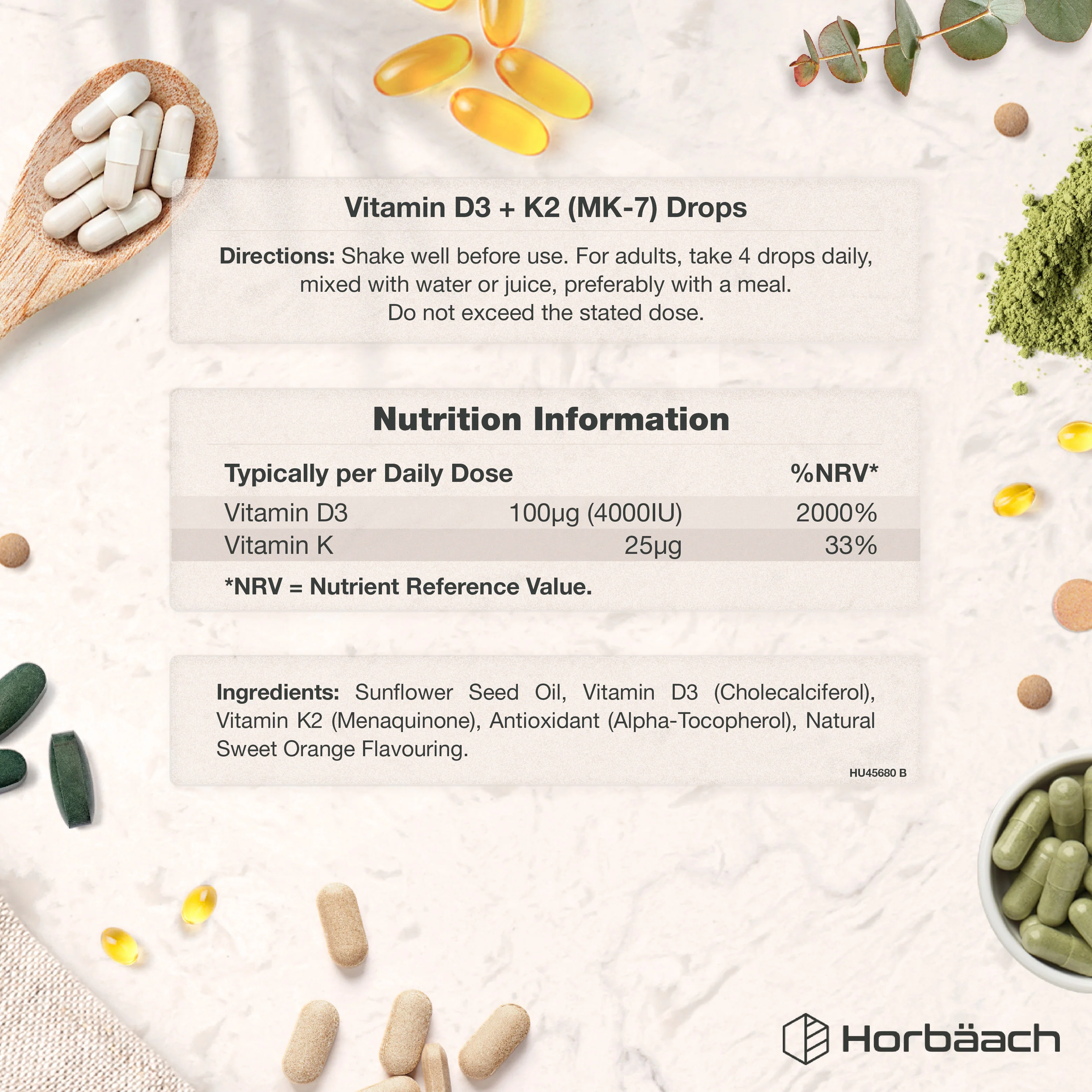 Vitamin D3 4000 IU & K2 MK7 25 µg Liquid | 60 ml - Image 3