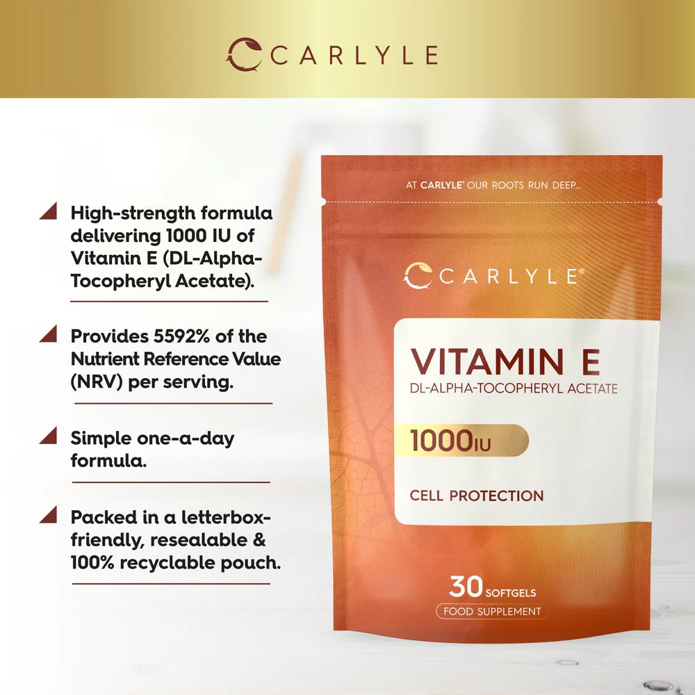 Vitamin E 1000iu | 30 Softgels | By Carlyle - Image 2