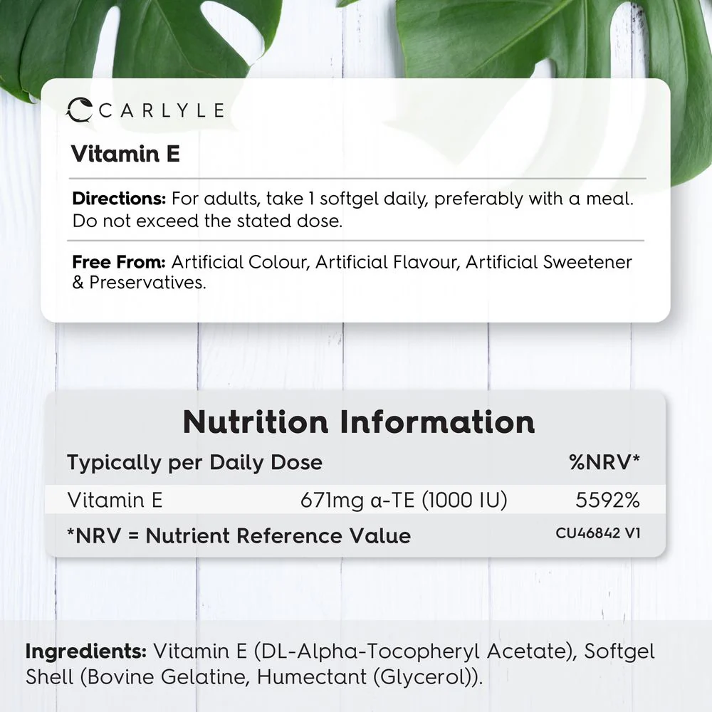 Vitamin E 1000iu | 30 Softgels | By Carlyle - Image 4